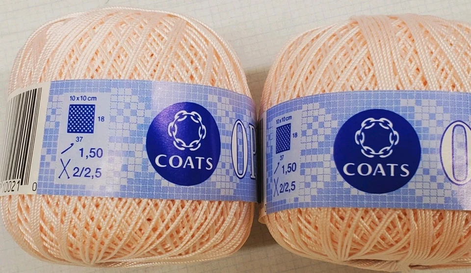 2 Balls Coats Opera Crochet Thread #10 50 Grams LIGHT PINK From Orig Box - Image 4 of 4