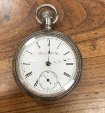 Antique 18s Elgin 73 7 jewel Pocket Watch For Parts Steam Locomotive Motif