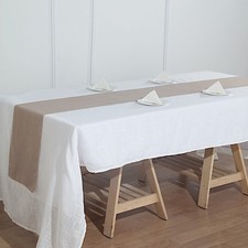 TAUPE 12x108" Premium POLYESTER TABLE RUNNER Faux Burlap Wedding Party