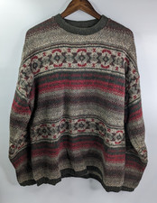 Vintage Woolrich Nordic Fair Isle Crewneck Knit Wool Sweater Pullover Mens Large