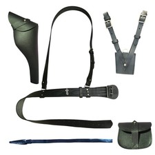 Sam Browne Gürtel Echtleder komplett British Military Cross Strap Army schwarz