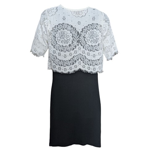 Mamalicious Maternity Black Occasion Dress with Lace Overlay Top Size S (UK 8) - Picture 3 of 5