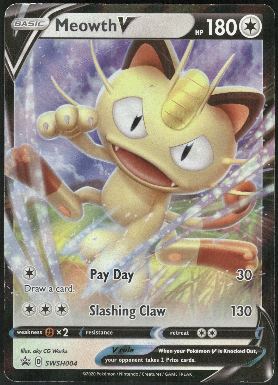 Meowth V #SWSH004 SWSH:Sword & Shield Cards Moderately played - Pokemon Card