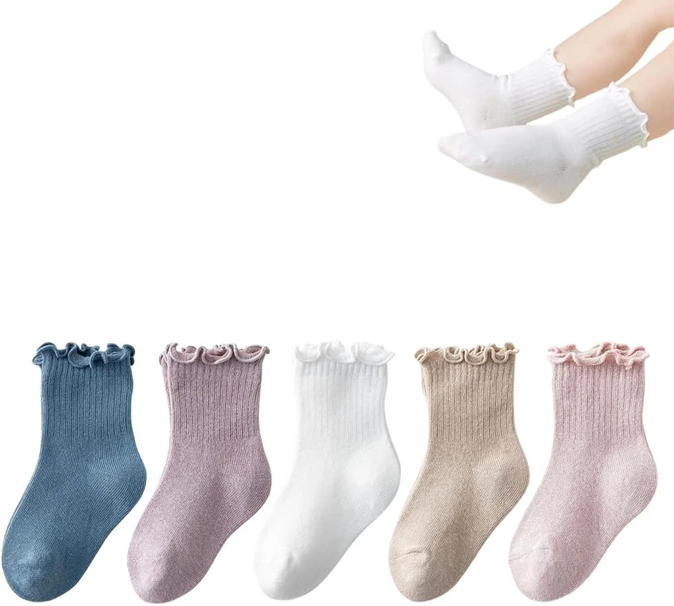 Baby Toddler Girls Ruffle Socks Newborn Infant Girl'S Knee High Solid Cotton Lon