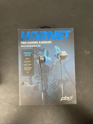 Hornet Pro Gaming Earbuds, Detachable Mic, PBX, New Sealed, PS4, PS5, Xbox, PC