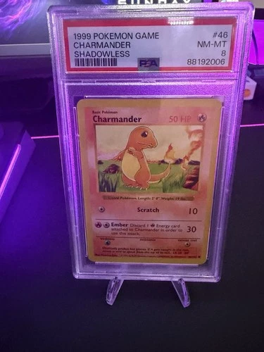 Pokemon Charmander 46/102 Base Set Shadowless Regular PSA 8 1999 English