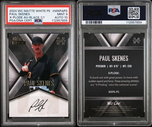 2024 Wild Card Matte PAUL SKENES Auto  X-Plode 1/1 PSA 9/10 Auto RC Pirates
