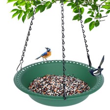 Hanging Bird Feeder Tray with Drainage Holes for Outside, Rugged Recycled Pla...