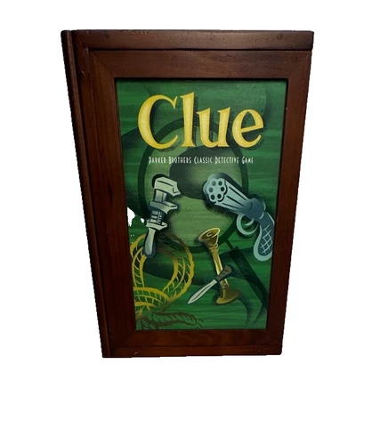 Parker Brothers Clue Vintage Game Collection Bookshelf Edition Wooden Box