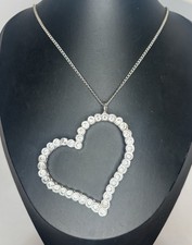 Vintage Y2K Open Heart Rhinestone Pendant Sil...