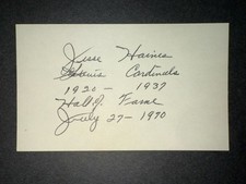 Jesse Haines, SIGNED  3x5 Card, Cardinals HOF (Died 1978) - JSA