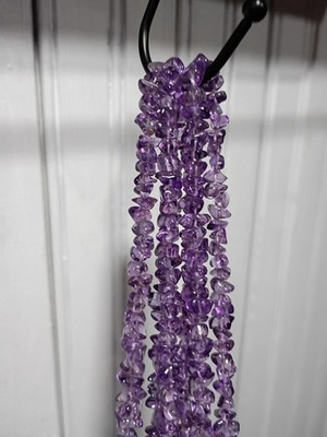 Synthetic Purple Gemstones Chips On Thread Craft Beads Purple Shiny 73g