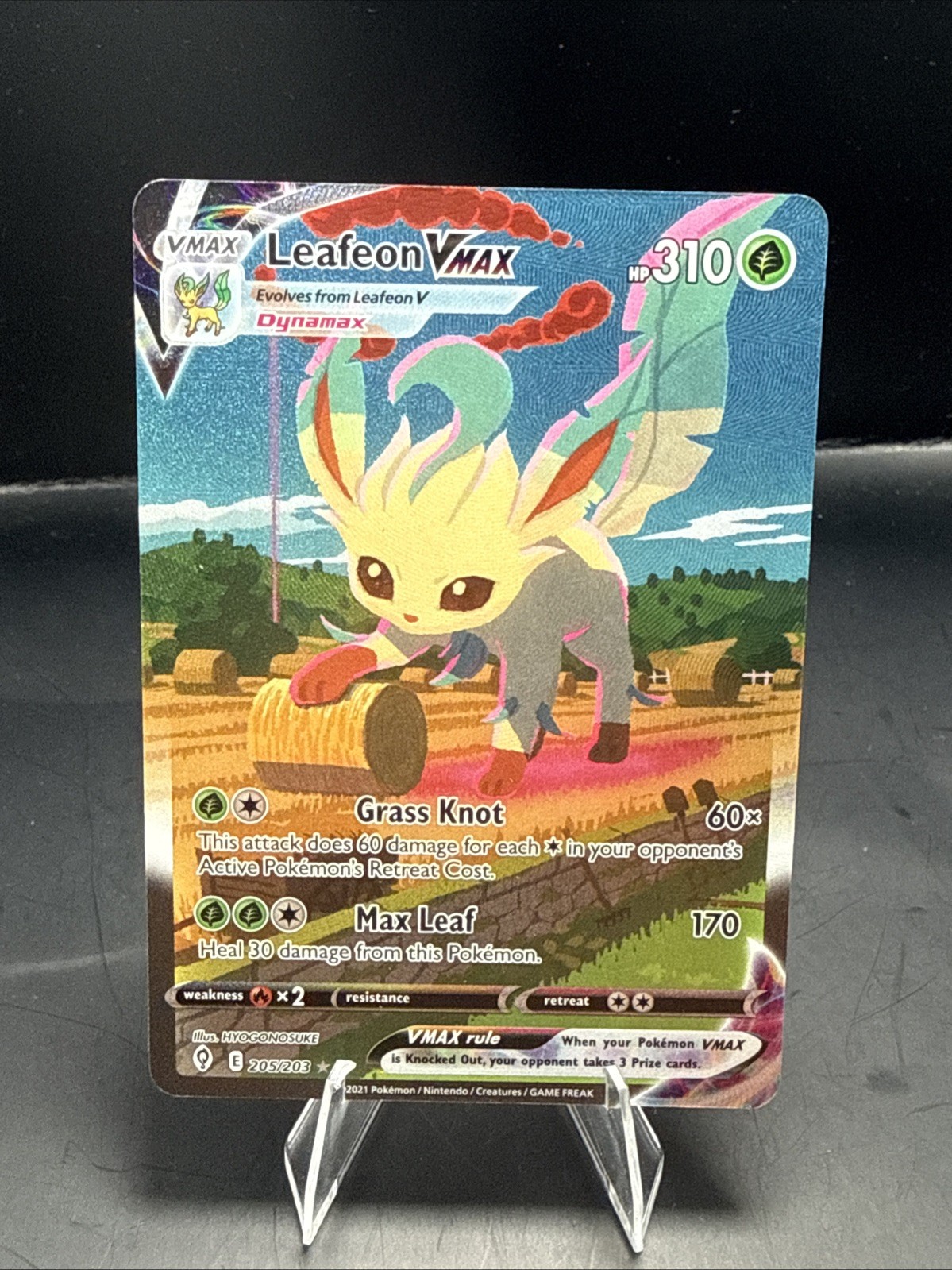 Pokémon Leafeon VMAX Full Art Holo Rare SWSH07 Evolving Skies 205/203
