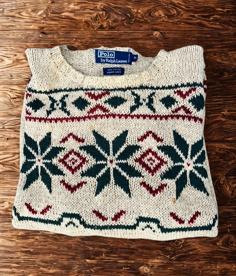 Polo Ralph Lauren XL Suéter Ilha Justa Malha Mão Anos 90 Fresco Prince Carlton Banks - Imagem 2 de 4