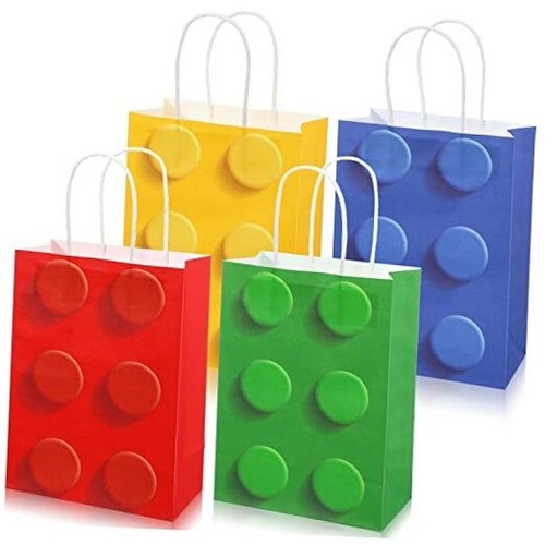 24 Pieces Building Block Party Favor Gift Bags, Bricks Candy Treat Paper