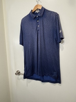 Peter Millar Summer Comfort Polo Shirt Blue Geometric Gradient Print Logo M