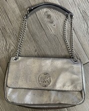 Michael Kors Women's Silver Metallic Crossbody Handbag Small
