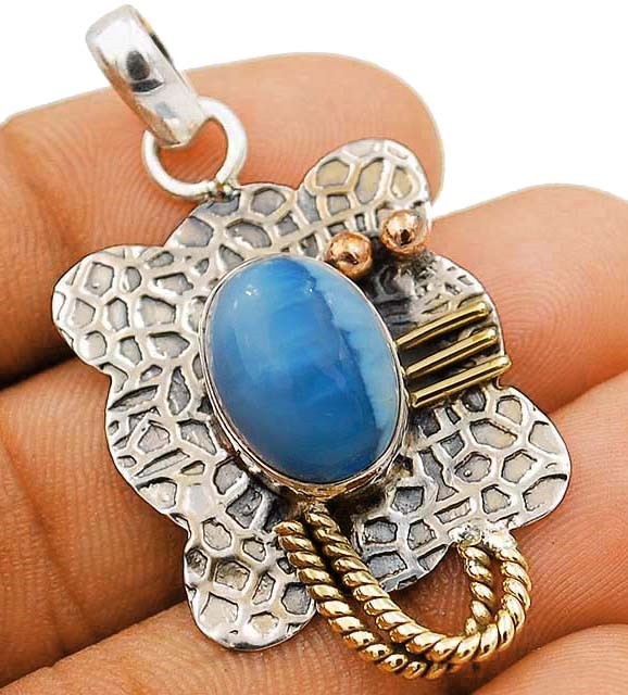 Natural Three Tone-Owyhee Opal 925 Solid Sterling Silver Pendant Jewelry