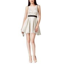BCBGENERATION  Illusion Neck Cocktail Fit & Flare Dress Women's 10 New