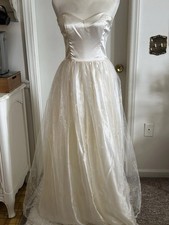 Gunne Sax Jessica McClintock Wedding Dress Size 11 Cream Lace Vtg Corset 70s