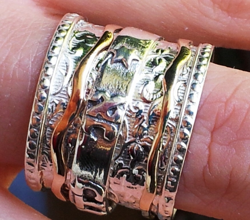 Meditation Ring Silver 9ct Gold Spinner bands engagement ring Hebrew love Band