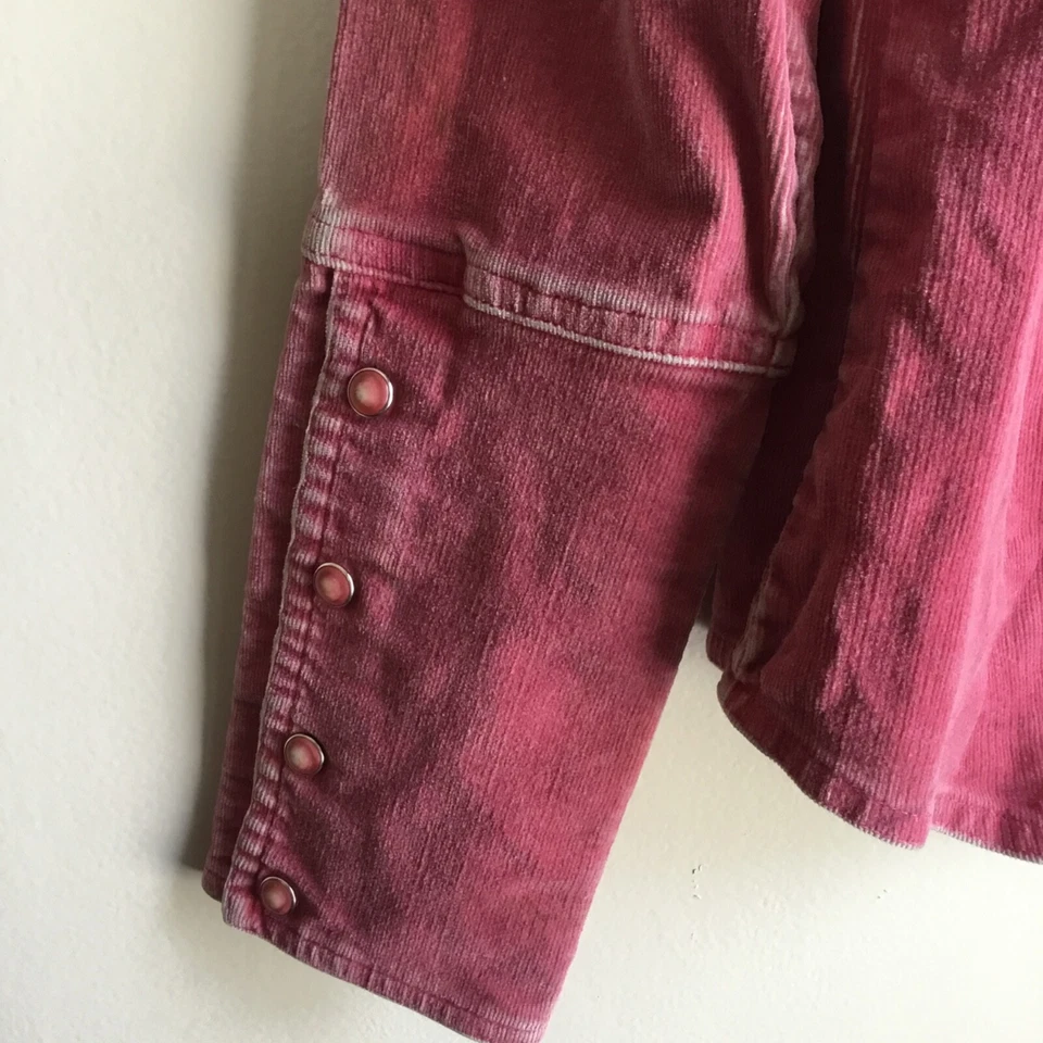 Camisa De Colección MAURICES Rosa Corderoy Perla Snap Western Y2K Puño Ancho a Presión Pequeña Foto 4 de 4