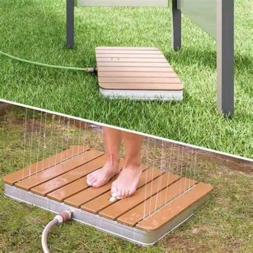 Garden Shower Floor Shower Outdoor with Foot Control Square Fountain - Picture 6 of 8