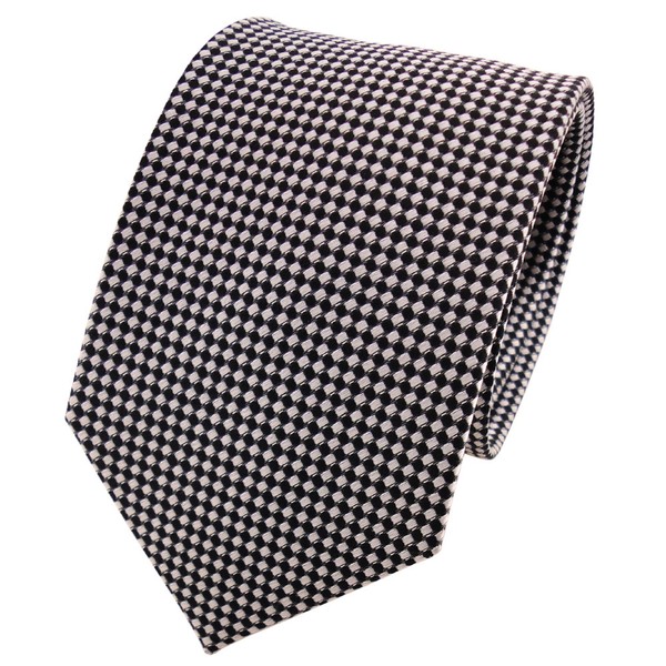 Tigertie Seidenkrawatte Schwarz Silber Grau Gepunktet - Krawatte Seide Tie-image