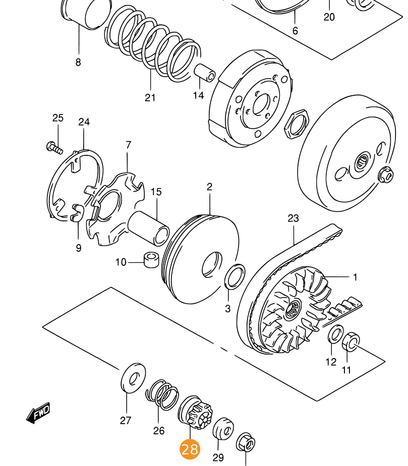 GENUINE SUZUKI KICK START DRIVEN GEAR 26280-11E20 AN125 AN125U