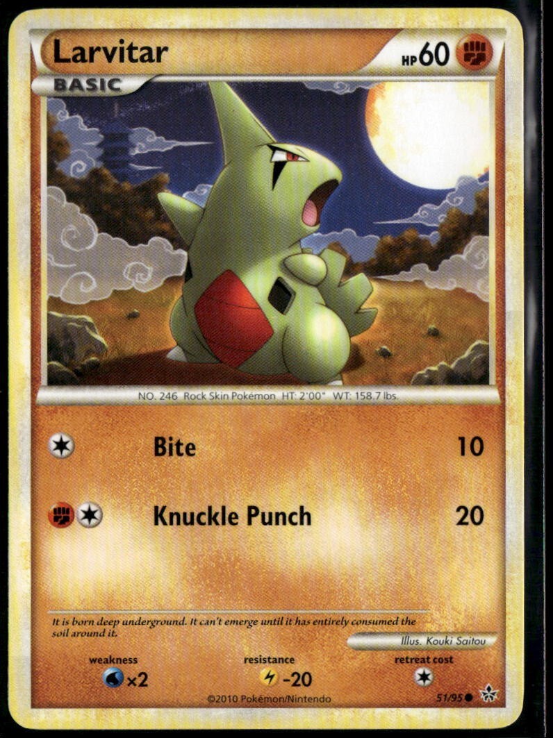 Larvitar Common - HGSS Unleashed 51/95 2010 LP+ Pokemon Card