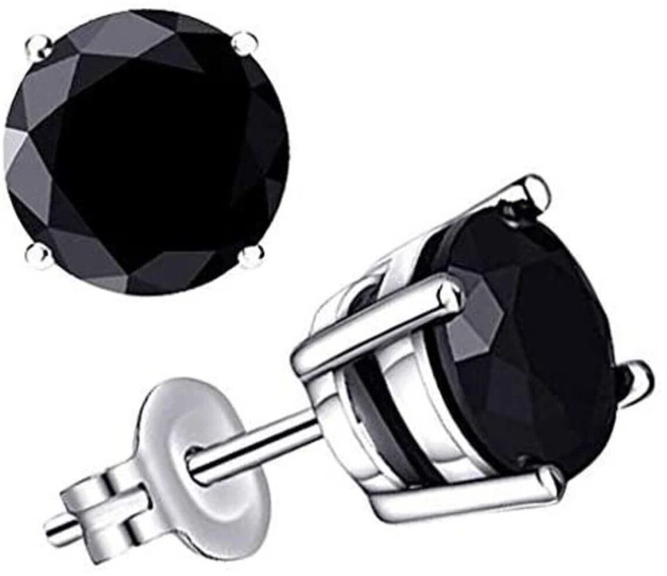 Pendientes de espinela de corte redondo de 1,0 quilates para mujer con acabado en oro blanco de 14 quilates Foto 2 de 4