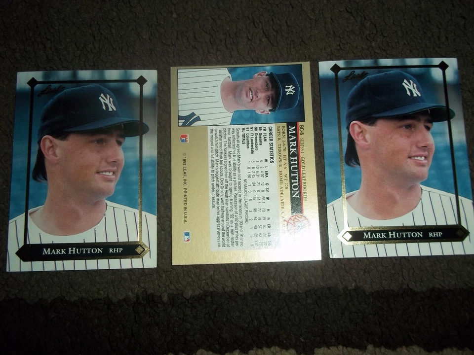 Mark Hutton- 29 1992 Leaf Gold Leaf Rookie insert cards New York Yankees - Image 2 of 2