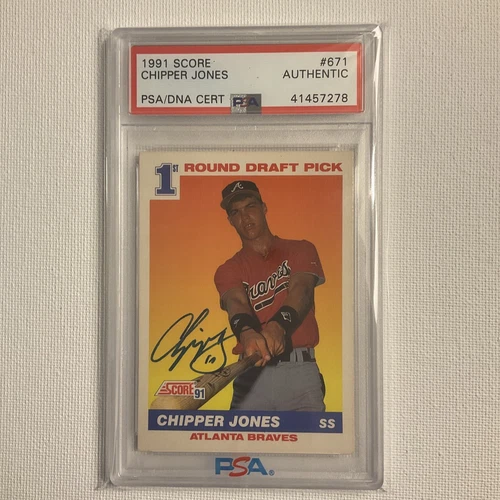1991 Score Chipper Jones #671 PSA/DNA Certified Authentic Auto Rookie RC HOF