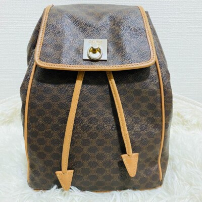 Authentic CELINE Macadam Blason Pattern Backpack Purse PVC Leather