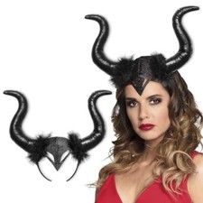 Devil Horns Headband Black Gothic Halloween Party Dress Up for Women Girls Ad...