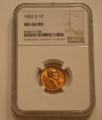 1952-D Lincoln Cent NGC MS 66 RD superb Gem BU  Frosty