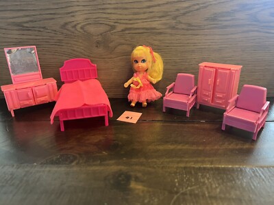 RARE Vintage Liddle Kiddles Good Night Kiddle #3846 Full Set Furniture England 1