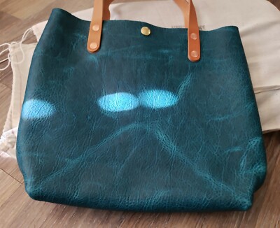 $270 brand new KMM Petrol Blue Bison Leather Mini Crossbody Tote NO STRAP