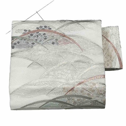 Japanischer Kimono, reine Seide NAGOYAOBI, extreme Eleganz innen silber - Bild 2 von 10