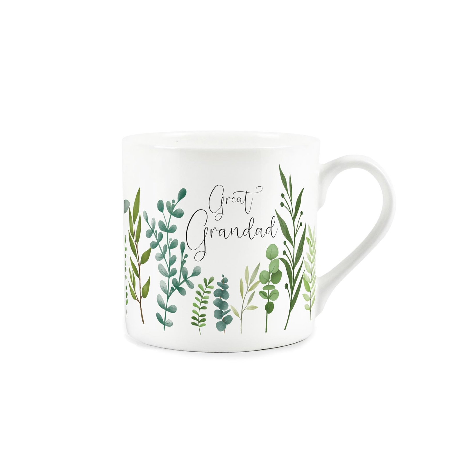 Bone China Great Grandad Mug - Green Leaf Foliage Great Grandad Gift Cup