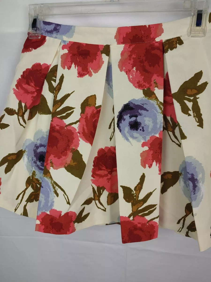 Forever 21 Short Pleated Floral Skater Skirt Size 25 Watercolor