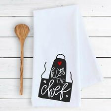 kitchen bathroom towel Kiss the chef cooking baking funny dish drying cloth