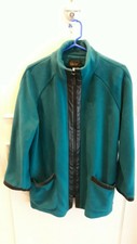 Vintage Bob Mackie Blue Teal Leatherette Felt Jacket Size M