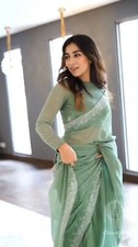 NEW SAREE BLOUSE NEW SARI INDIAN WEDDING DESIGNER BOLLYWOOD PAKISTANI PARTY WEAR