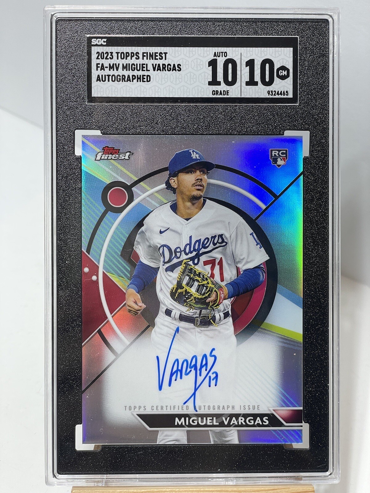 2023 Topps Finest FA-MV Auto Rookie Miguel Vargas SGC 10/10 Rc On Card Autograph
