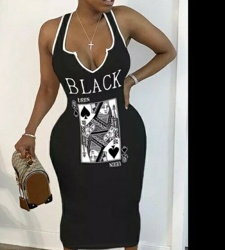 V-Neck Form Fitting Long Tank Dress 