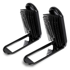 2 Pcs Foldable Hair Brush with Mirror Portable Travel Hair Brush