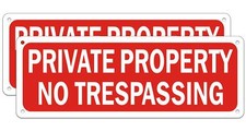 2 Pack No Trespassing Signs Private Property Warning Yard Sign, 10x3.5 Inch