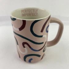 PERFECTLY IMPERFECT Room Essentials Stoneware Coffee Mug Squiggly Lines Pink