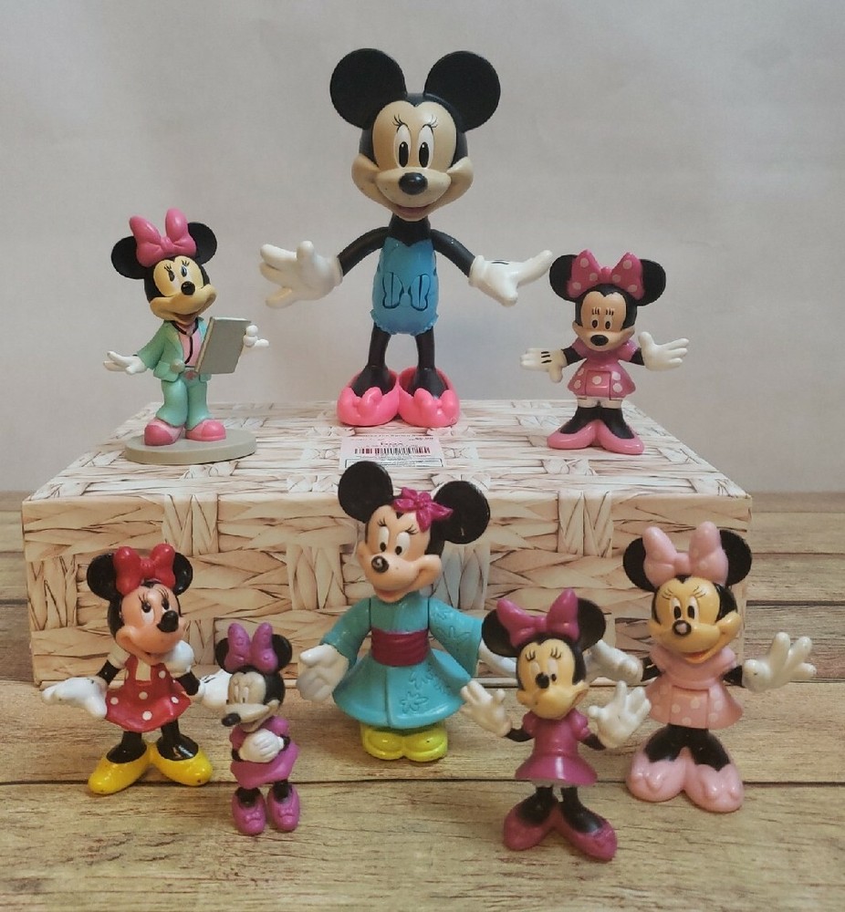 Disney Minnie Mouse Lot Of 8 Used Figurines